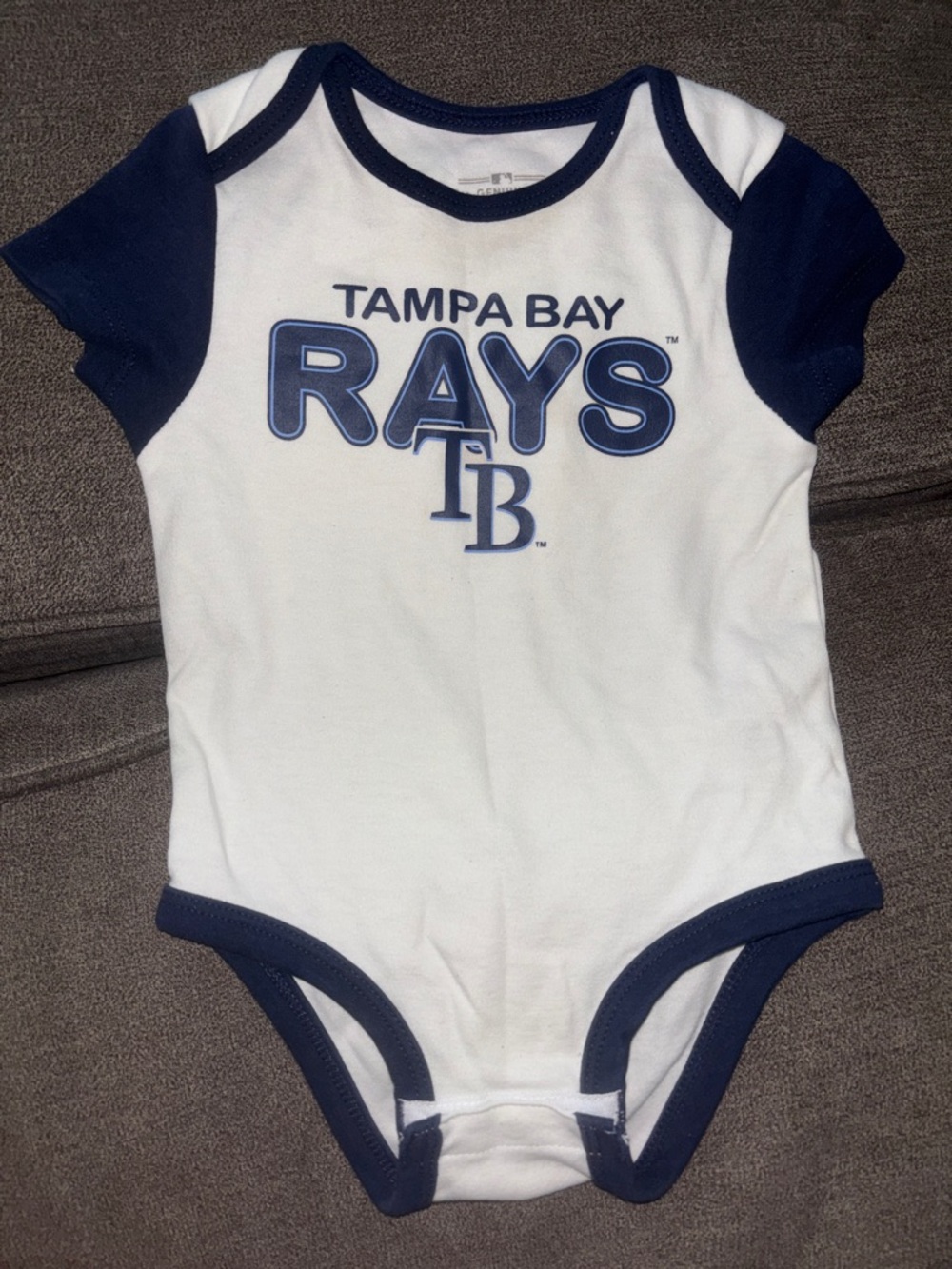 MLB Tampa Bay Rays White and Navy Baby One-Piece Bodysuit